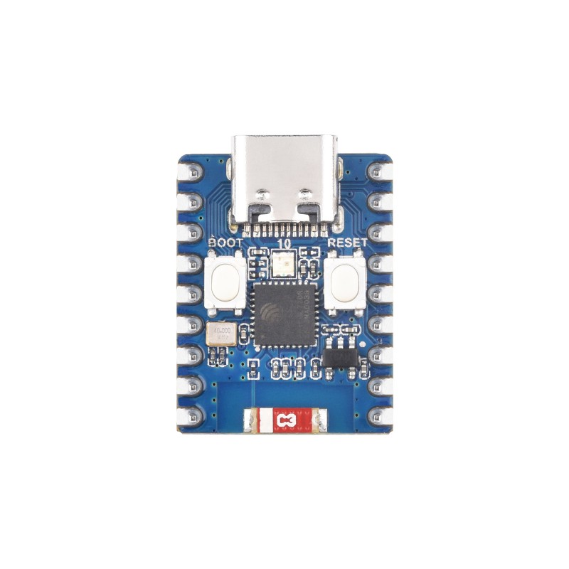 Vista frontale della scheda Waveshare ESP32-C3 mini | Front view of Waveshare ESP32-C3 mini board