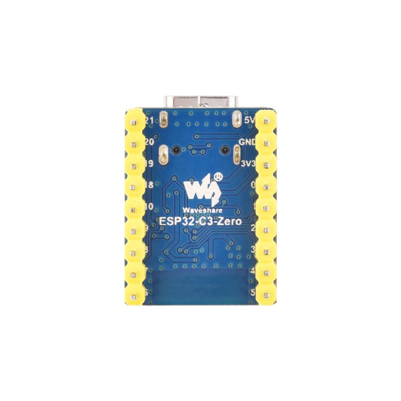 Vista posteriore della scheda Waveshare ESP32-C3 mini | Rear view of Waveshare ESP32-C3 mini board